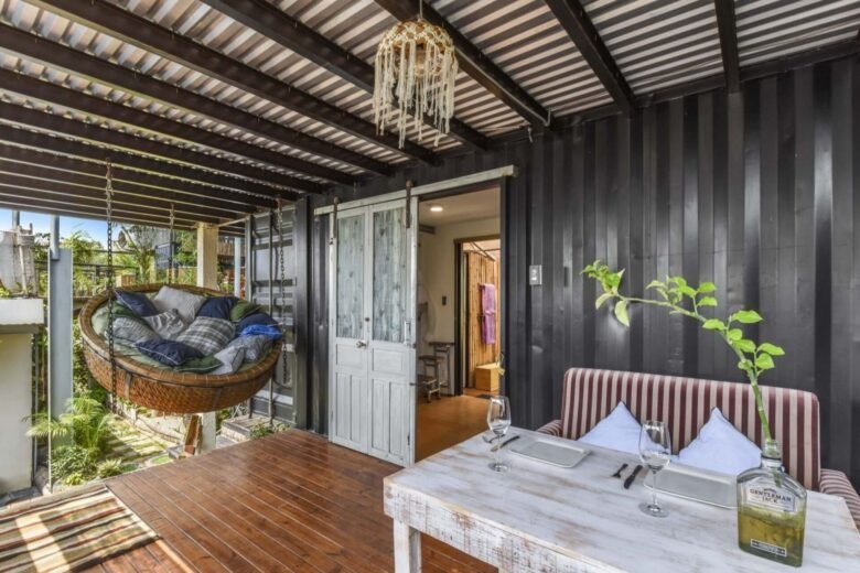 Outside deck of Penthouse Suite, featuring basket swing