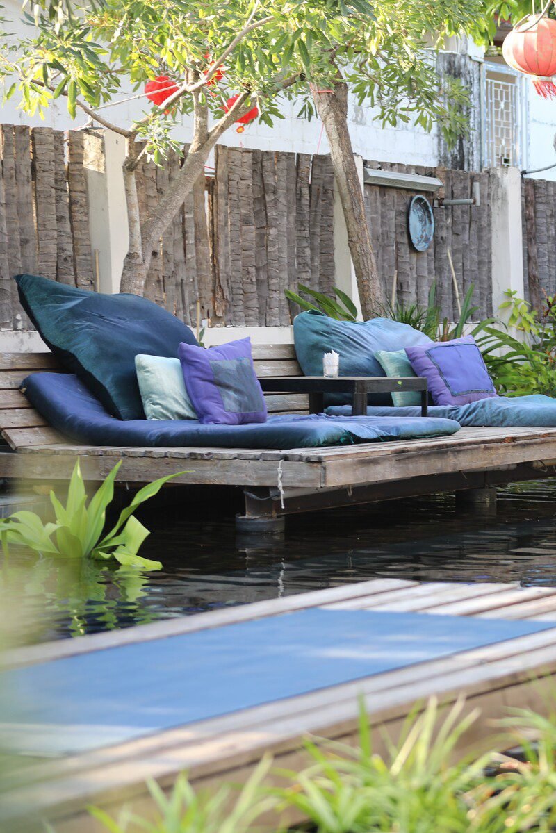 Cushioned Seating area Poolside